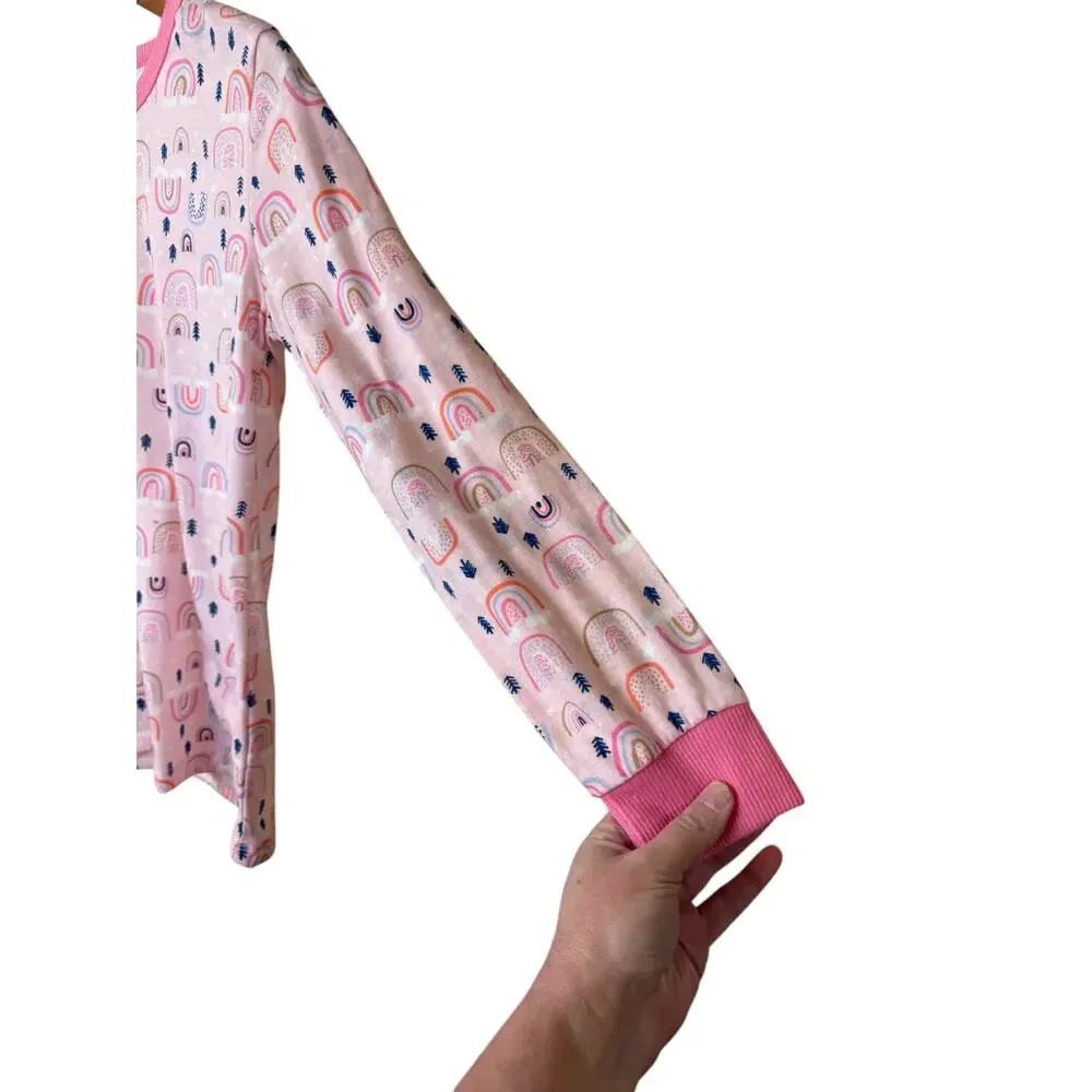 Eddie Bauer Sleep Top‎ Girls Large Pink Sleepwear Pajama Rainbow Arrow Lounge
